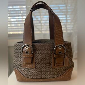 Coach Tan and Brown Soho Signature Shoulder Bag